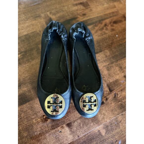 Tory Burch Reva Leather Ballet Flats Black Vintage Classic Y2K size 7.5 - Picture 5 of 7